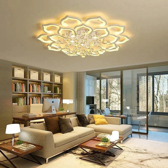 White Acrylic Modern Chandelier Lights For Living Room Bedroom Remote Control Led Indoor Lamp Home Dimmable Lighting Fixtures De