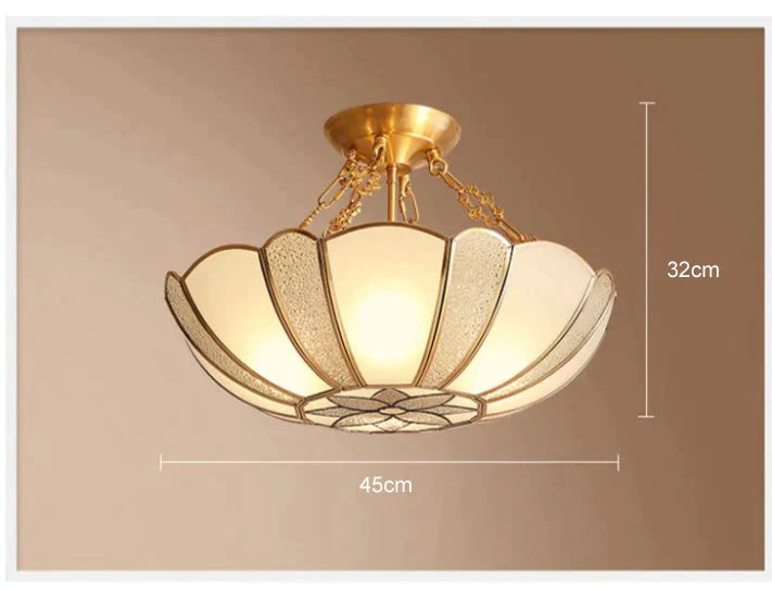 Country Style Room Living Copper Ceiling Lamp