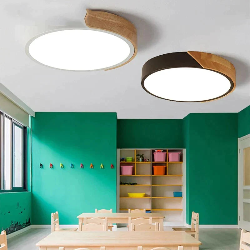 LED Discolor Ceiling Lamp Acrylic Wooden Round Multicolor 18W Ceiling Surface Mounted LED Lighting Fixtures