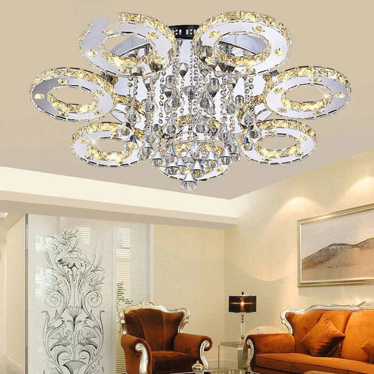 Modern Led Crystal Ceiling Lights For Living Room Luxury Ceiling Lamp Bedroom Crystal Fixture Dining Silver Led Fixture Lighting