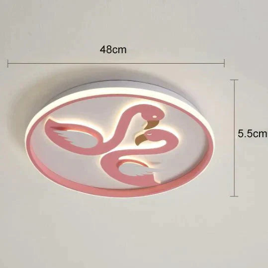 Creative Pink Flamingo Led Bedroom Ceiling Lamp