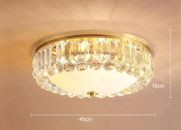 Copper Led Crystal Ceiling Lamp for Bedroom Living Room