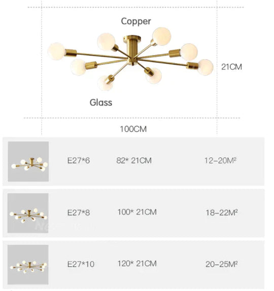 Modern Copper Ceiling Light Dining Brass Lamp Living Led Fixtures Kitchen Lustres Lights Nordic