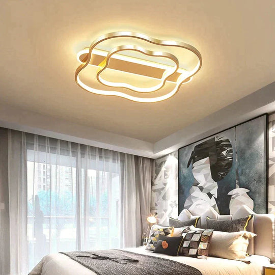 Room Light Flower Nordic Ceiling Lamp Simple Modern Brushed Gold Led Study Warm Romantic Bedroom