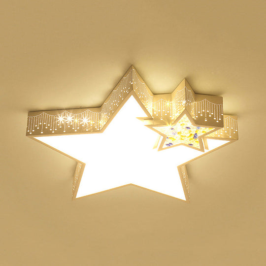 Kids' Bedroom Ceiling Light with Etched Metal Acrylic Design and White LED Lamp