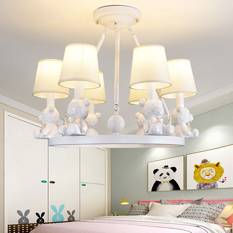 Nordic Hanging Light With Tapered Fabric Shade - Bedroom Chandelier