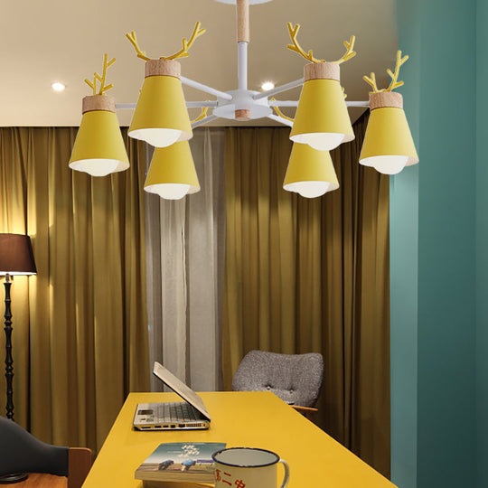 Modern Iron Deer Horn Kids Pendant Chandelier - Stylish Room Lighting Fixture