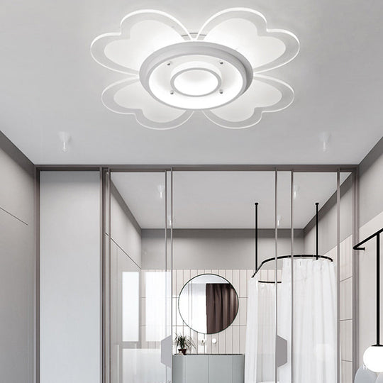 Modern Heart & Round Flush Mount Led Ceiling Light For Baby Room In White / 16