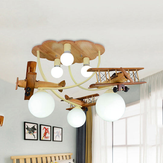 Nordic Plane Flush Mount Wooden Ceiling Light for Bedroom