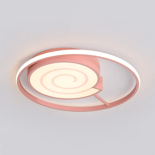 Lovely Lollipop LED Ceiling Lamp for Kids' Bedrooms - Acrylic Flush Mount Light with Ring