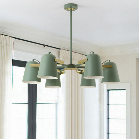 Modern Iron Pendant Chandelier With Bell Shade - Living Room Hanging Lighting Fashionable Design