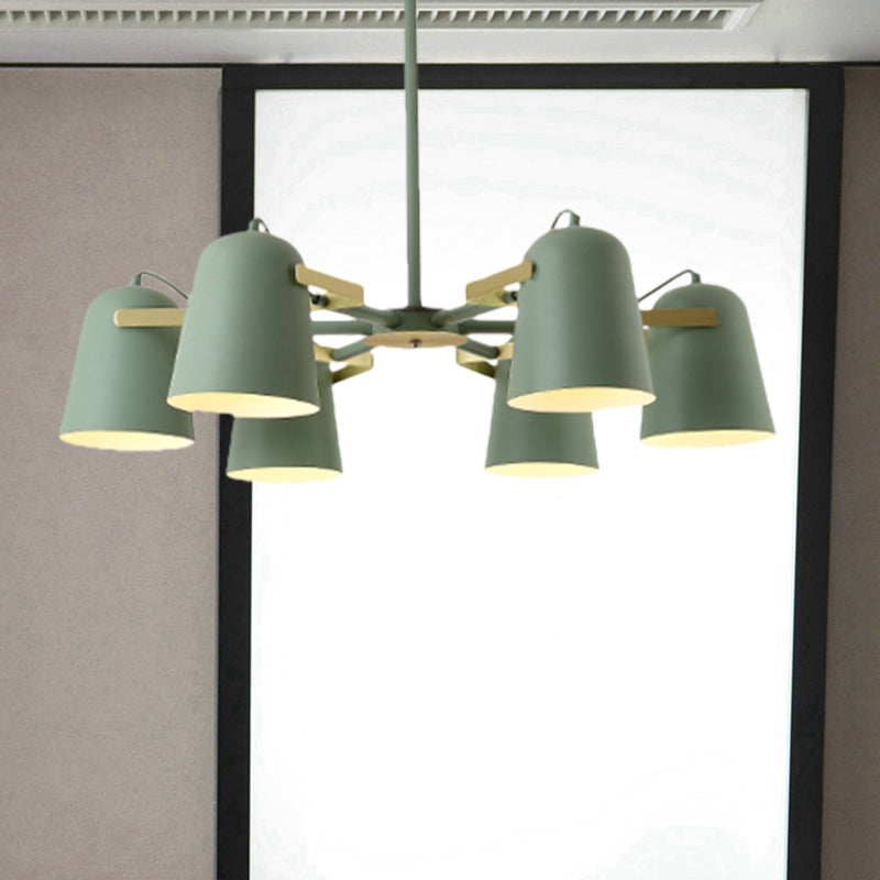 Modern Iron Pendant Chandelier With Bell Shade - Living Room Hanging Lighting Fashionable Design