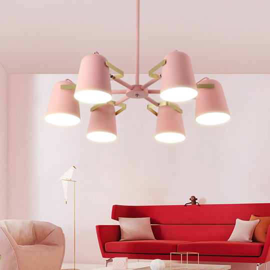 Modern Iron Pendant Chandelier With Bell Shade - Living Room Hanging Lighting Fashionable Design