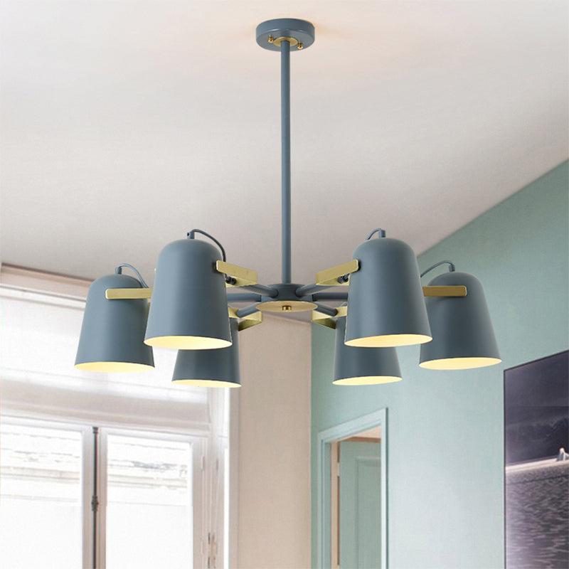 Modern Iron Pendant Chandelier With Bell Shade - Living Room Hanging Lighting Fashionable Design