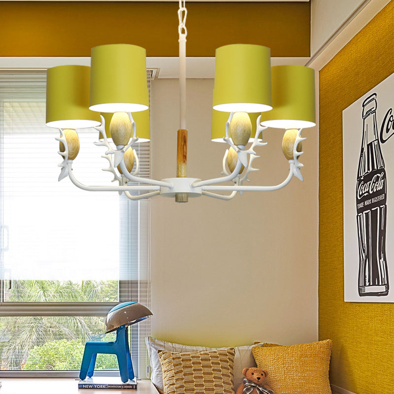 Scandinavian Deer Horn Chandelier - Stylish Metal Wood Hanging Light For Living Room 6 / Yellow