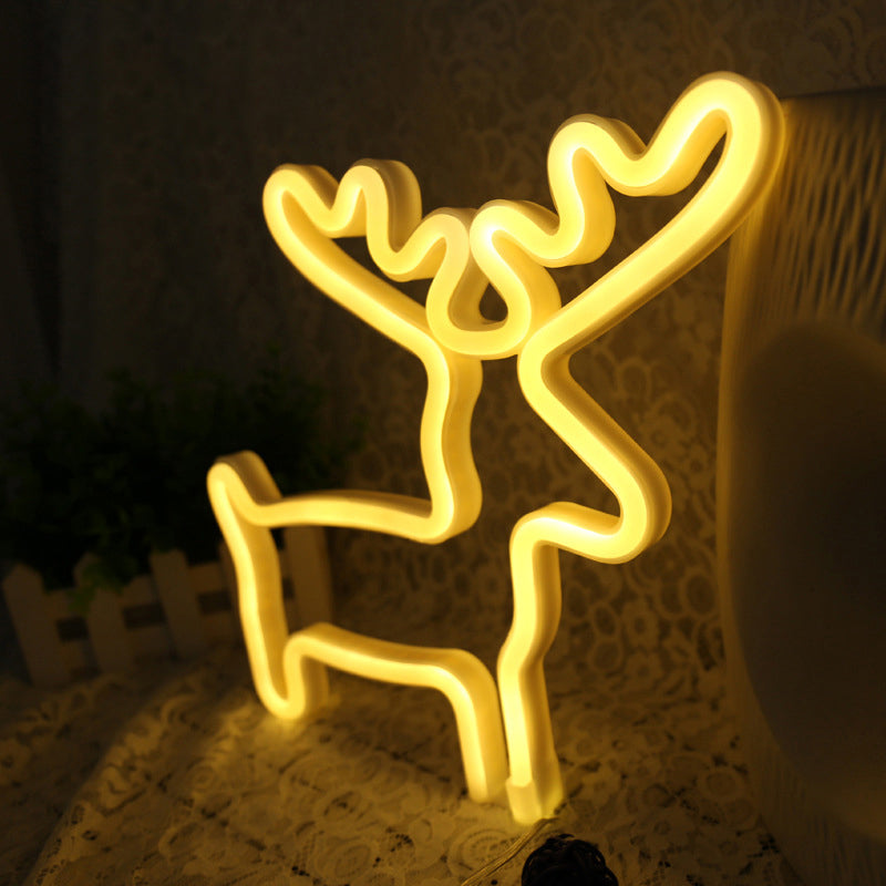 Elk Shaped Mini Led Night Light For Kids Room Usb Wall - White