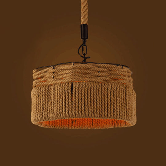 Geometric Pendant Light Kit - Industrial Beige Rope Hanging Lighting for Dining Room