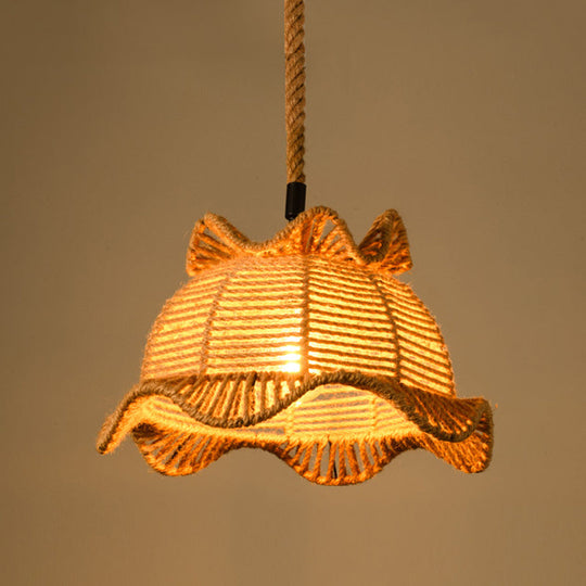 Industrial Pendant Lighting With Beige Geometry Rope Shade - Perfect For Dining Rooms / G