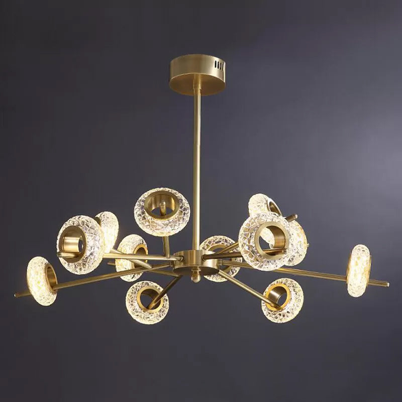 Modern Brass Crystal Chandelier - Elegant Hanging Pendant for Living Room