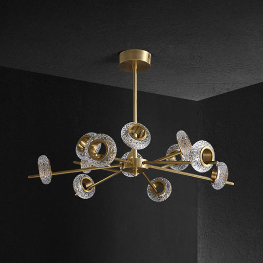 Modern Brass Crystal Chandelier - Elegant Hanging Pendant for Living Room