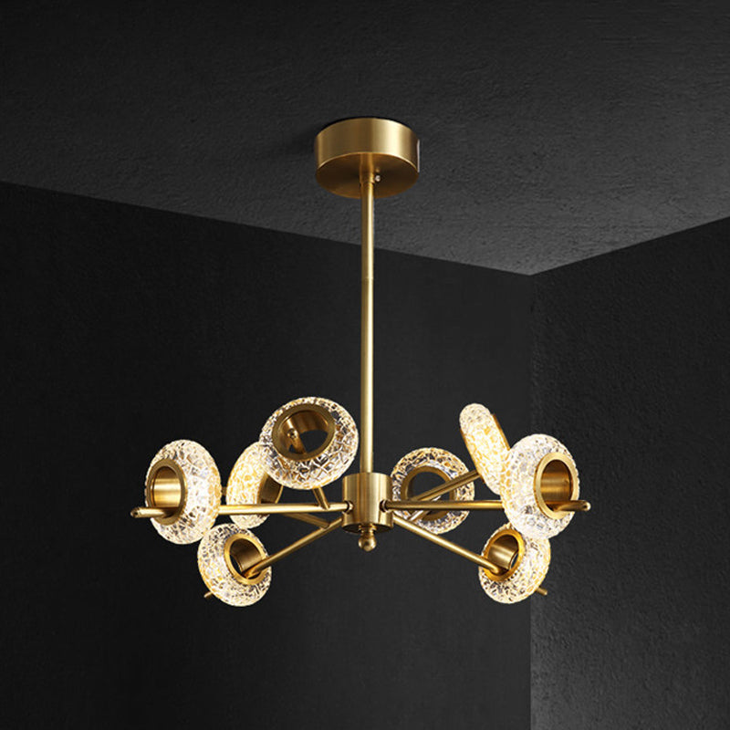 Modern Brass Crystal Chandelier - Elegant Hanging Pendant for Living Room