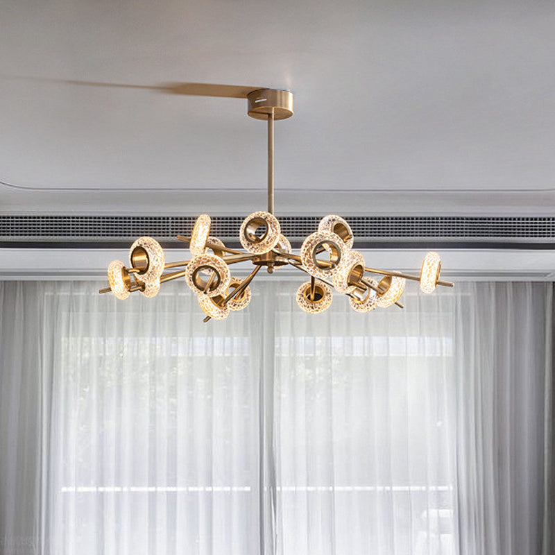 Modern Brass Crystal Chandelier - Elegant Hanging Pendant for Living Room