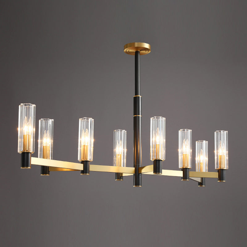 Bold Yellow-Black Chandelier: Prismatic Glass Tubular Hanging Ceiling Light (6/8/9 Bulbs) 8 /