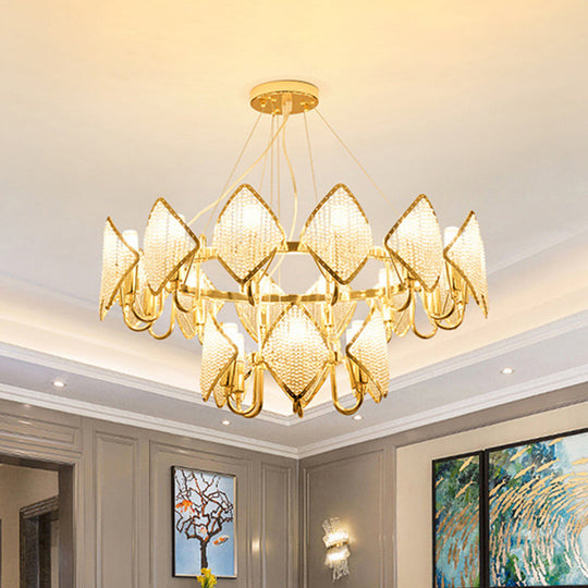 Modern Circle Chandelier Pendant - Crystal Bead Ceiling Lamp in Gold