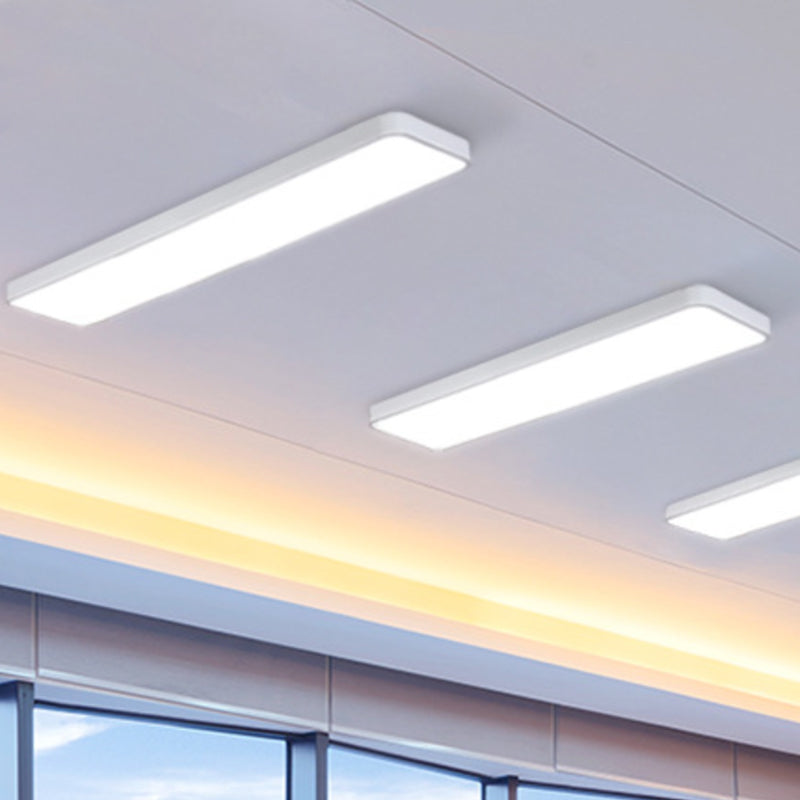 Modern Led Flush Mount Lighting Fixture In Acrylic With Rectangular Shape For Gymnasium Ceiling