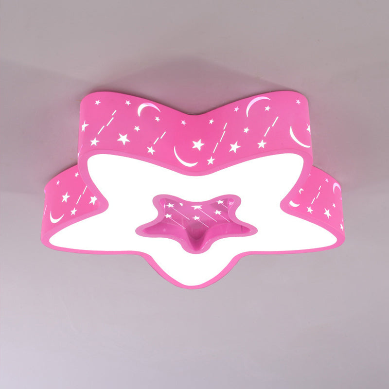 Modern Led Flush Mount Ceiling Light For Childrens Bedroom - Starry Acrylic Design