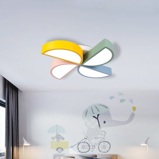 Contemporary Acrylic LED Flush Mount Light in White for Kids' Bedroom