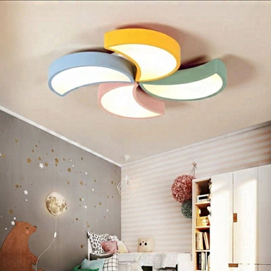 Contemporary Acrylic LED Flush Mount Light in White for Kids' Bedroom