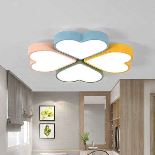 Contemporary Acrylic LED Flush Mount Light in White for Kids' Bedroom