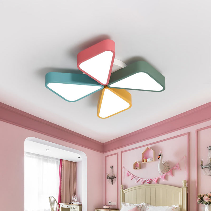 Contemporary Acrylic LED Flush Mount Light in White for Kids' Bedroom