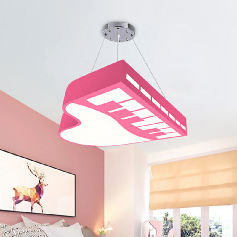 Cartoon Led Hanging Chandelier Piano Pendant Light For Corridor With Acrylic Shade