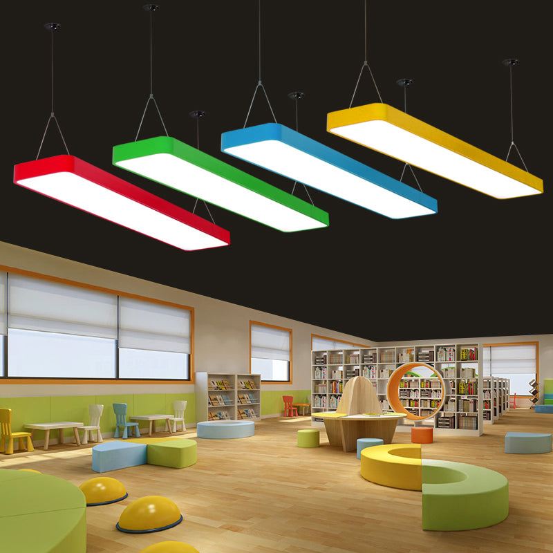 Contemporary Acrylic Led Rectangle Chandelier Light Kit For Playroom Ceiling