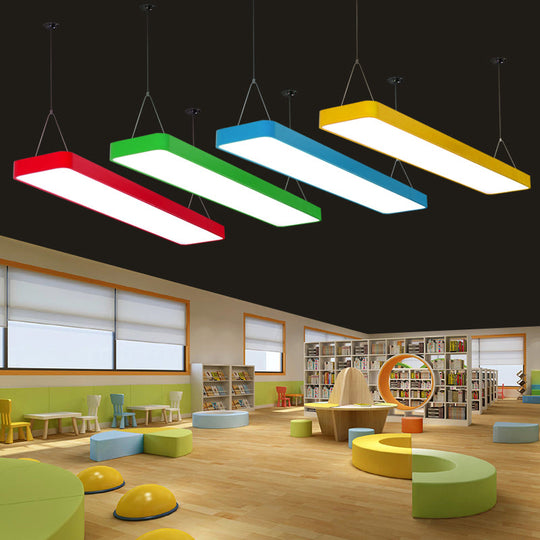 Contemporary Acrylic Led Rectangle Chandelier Light Kit For Playroom Ceiling