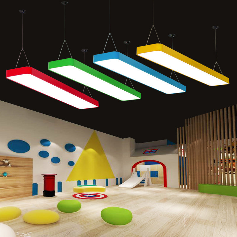 Contemporary Acrylic Led Rectangle Chandelier Light Kit For Playroom Ceiling