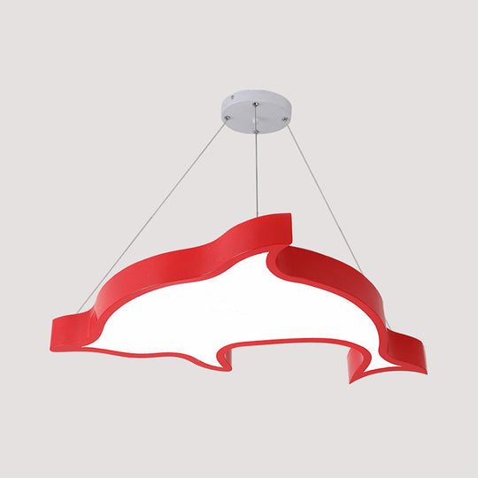 Dolphin-Shaped Led Acrylic Cartoon Chandelier Light Fixture For Corridors