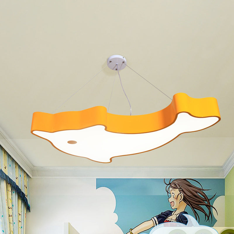 Minimalist Led Hanging Pendant Light For Bedrooms With Dolphin Acrylic Shade Yellow / Small