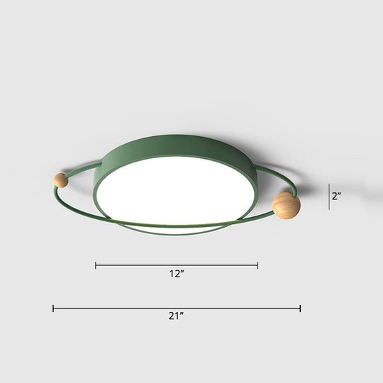 Modernist LED Ringed Planet Flush Light for Bedroom Ceiling - Acrylic Lamp