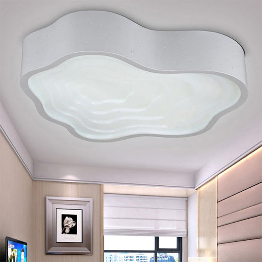 White Nordic Acrylic Flush Mount Ceiling Light for Wave Living Room