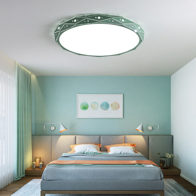 Nordic LED Flushmount Round Ceiling Light with Laser-Cut Design and Acrylic Shade