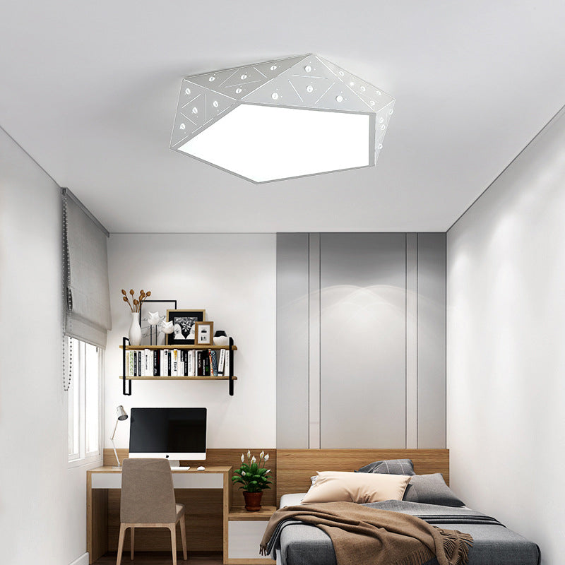 Pentagon Flush Mount LED Ceiling Light with Hollow-out Acrylic Design for Living Room