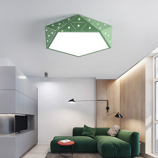 Pentagon Flush Mount LED Ceiling Light with Hollow-out Acrylic Design for Living Room