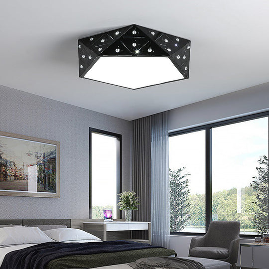 Pentagon Flush Mount LED Ceiling Light with Hollow-out Acrylic Design for Living Room