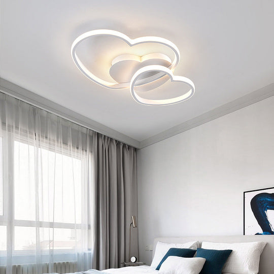 Modern Metal Heart Flush Mount LED Ceiling Light for Bedroom