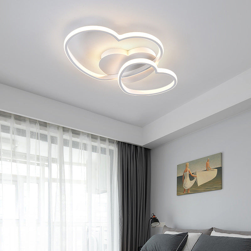 Modern Metal Heart Flush Mount LED Ceiling Light for Bedroom