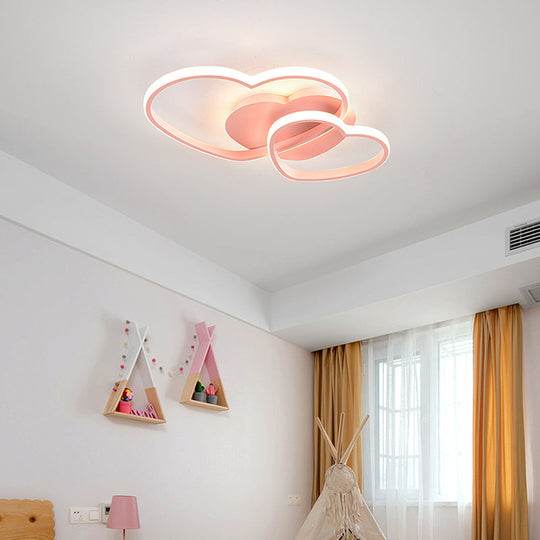 Modern Metal Heart Flush Mount LED Ceiling Light for Bedroom