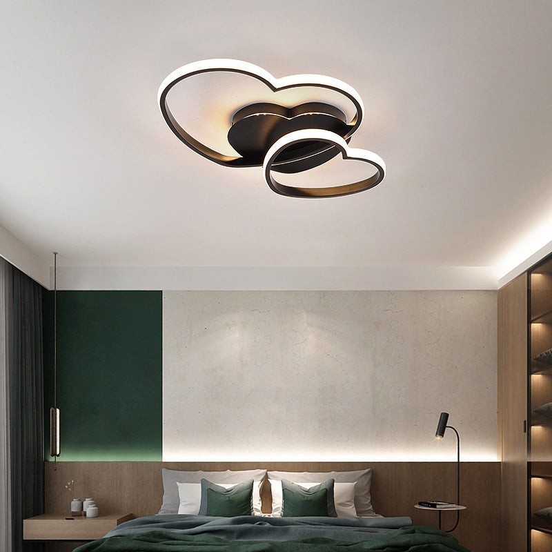 Modern Metal Heart Flush Mount LED Ceiling Light for Bedroom